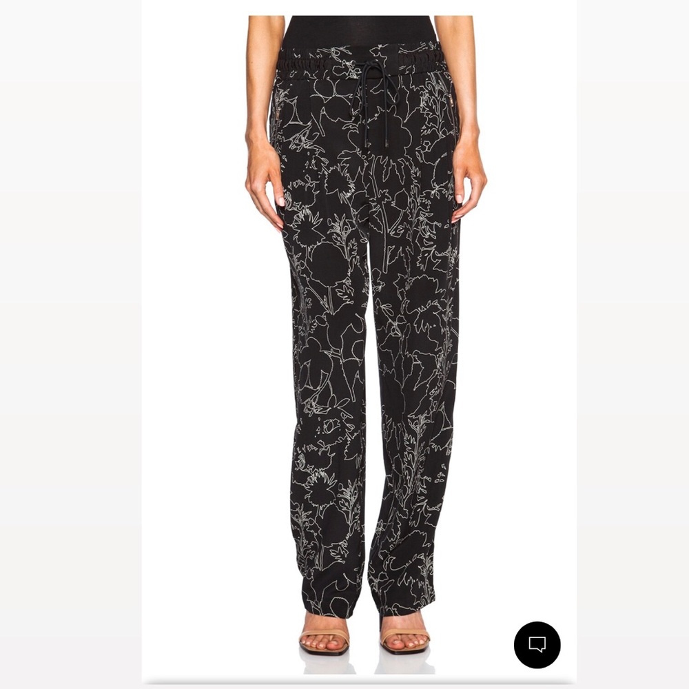 NWT Rag & Bone Harvey Floral Print Silk Wide Leg Drawstring Pants